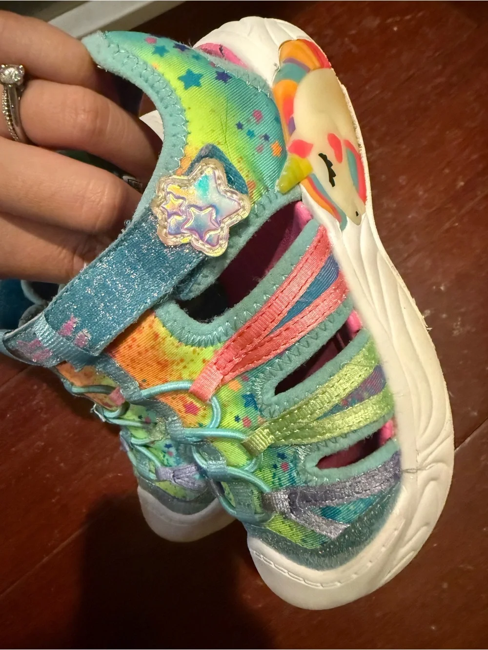 Skechers Kids Teal Multicolor Glitter Active Sandals